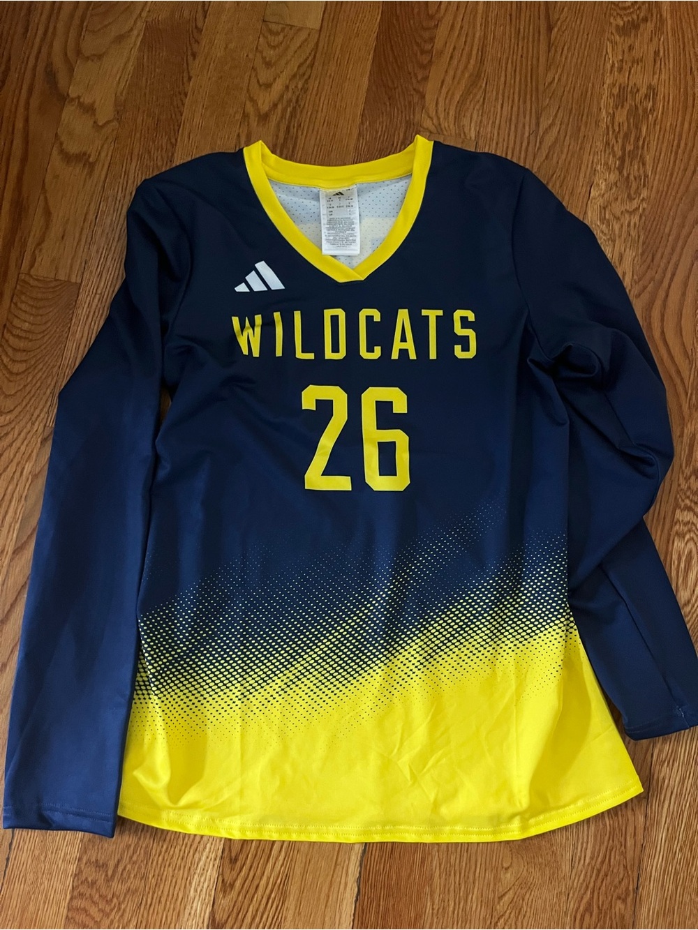 adidas Wildcats Long-Sleeve Jersey in Navy and Yellow